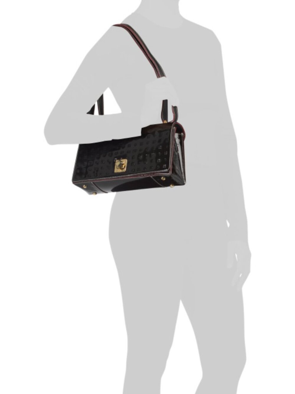 ARCADIA Made In Italy Leather East West Bag With Flap Square Closure - Picture 4 of 4